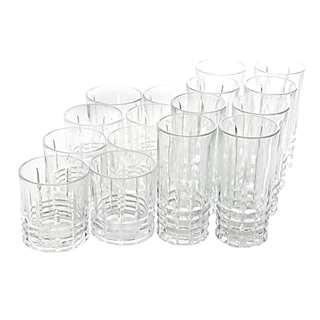 Gibson Home Jewelite 16-Piece Tumbler And Glass Set, Clear