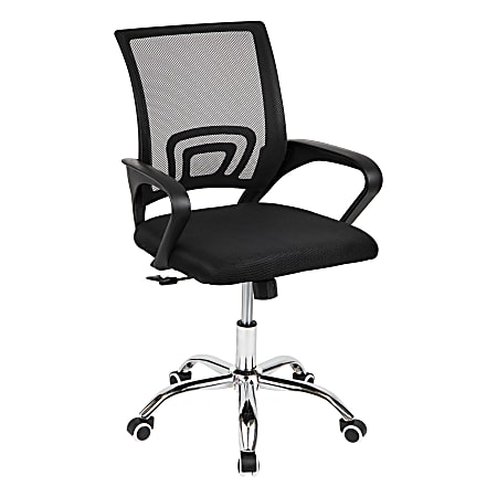 Mind Reader Swivel Office Chair with Wheels, Plastic/Mesh, Black