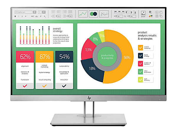 HP EliteDisplay E223 - LED monitor - 21.5" - 1920 x 1080 Full HD (1080p) @ 60 Hz - IPS - 250 cd/m² - 1000:1 - 5 ms - HDMI, VGA, DisplayPort - silver, black (rear cover)