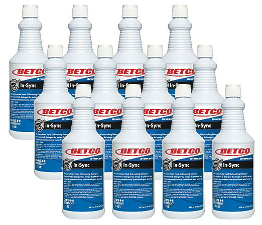 Betco® Symplicity™ In-Sync Dishwashing Detergent, 32 Oz Bottle, Case Of 12