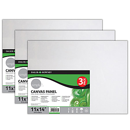 Daler-Rowney Simply White Cotton Canvas Panels, 14”H x 11”W x 3/8”D, White, 3 Panels Per Set, Bundle Of 3 Sets