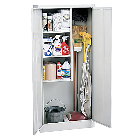 Sandusky® Janitorial Supply Cabinet, 66"H x 30"W x 15"D, Dove Gray