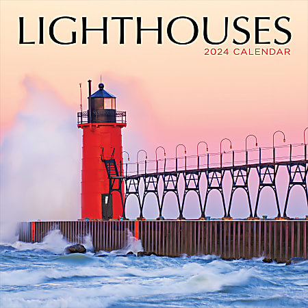 2024 TF Publishing Scenic Wall Calendar, 12" x 12", Lighthouses, January To December