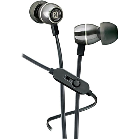 iHome IB18 In-Ear Earbud Headphones With Mic, Gunmetal