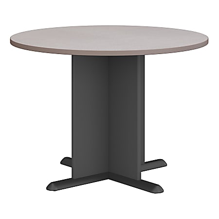 Bush Business Furniture 42"W Round Conference Table, Pewter/White Spectrum, Premium Installation