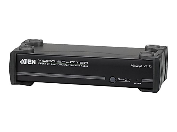 ATEN VanCryst 2-Port DVI Dual Link Splitter with Audio-TAA Compliant - Audio Line In - Audio Line Out - DVI In - DVI Out - Serial Port