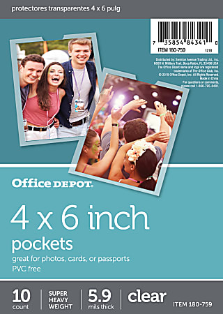 Office Depot® Brand Clear Pockets, 4" x 6", Pack Of 10