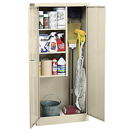 Sandusky® Janitorial Supply Cabinet, 66"H x 30"W x 15"D, Putty