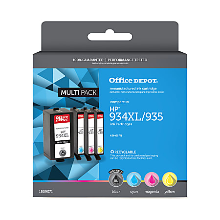 Office Depot® Brand Remanufactured High-Yield Black And Cyan, Magenta, Yellow Ink Cartridge Replacement For HP 934XL, 935, Pack Of 4