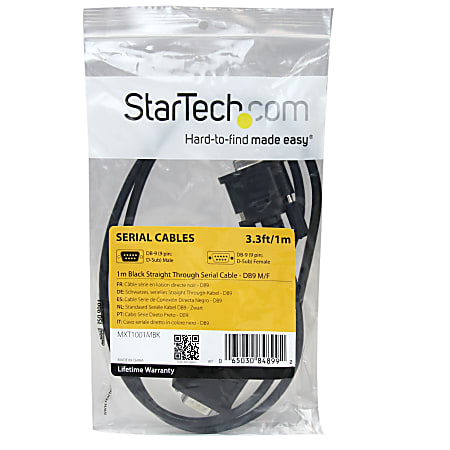 StarTech.com 1m Black Straight Through DB9 RS232 Serial Cable First End ...