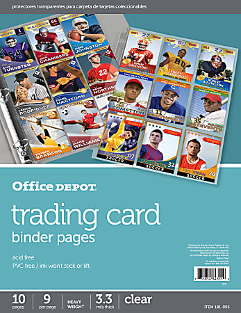 Office Depot® Brand Trading Card Binder Pages, 8-1/2&quot;