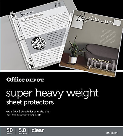 Office Depot® Brand Super Heavyweight Sheet Protectors, 8-1/2" x 11", Clear, Pack Of 50