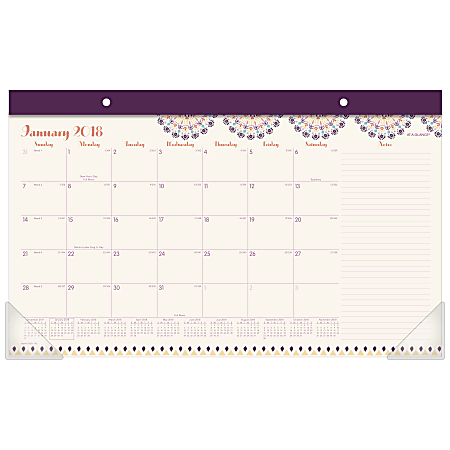 AT-A-GLANCE® Sun Dance Compact Monthly Desk Pad Calendar, 17 3/4" x 10 7/8", White, January to December 2018 (D1051-705-18)
