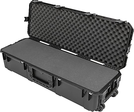 SKB Cases iSeries Protective Case With Layered Foam Interior With In-Line Skate-Style Wheels And Push-Button Release Pull Handle, 44-1/2"H x 14-1/2"W x 10"D, Black