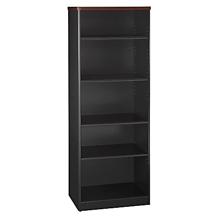 Bush Business Furniture Office Advantage 5 Shelf Bookcase, 26"W, Hansen Cherry/Galaxy, Premium Installation