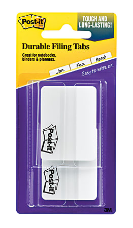 Post-it Durable Tabs, 2 in. x 1.5 in., Pack of 50 Tabs White
