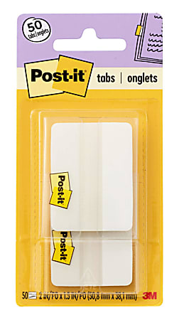 Post-it® Notes Durable Filing Tabs, 2", White, Pad Of 50 Flags