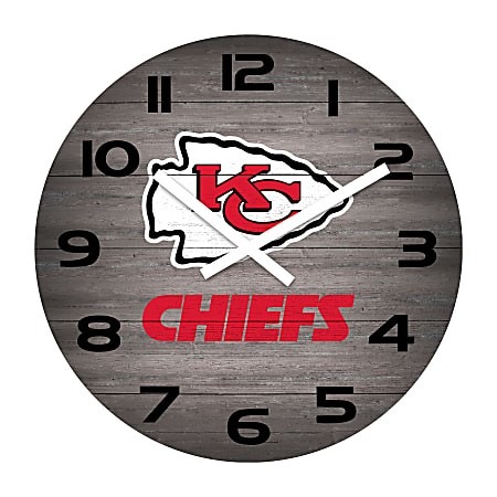 Imperial NFL Weathered Wall Clock, 16”, Kansas City Chiefs