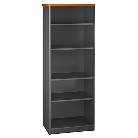 Bush Business Furniture Office Advantage 5 Shelf Bookcase, 26"W, Natural Cherry/Slate, Premium Installation