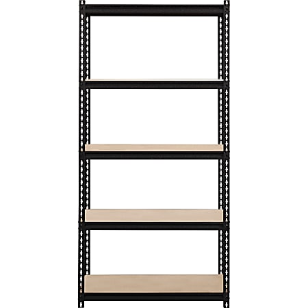 Lorell Iron Horse 2300 lb Capacity Riveted Shelving - 5 Shelf(ves) - 72" x 36"x 18" Depth - 30% Recycled - Black - Steel, Particleboard - 1 Each