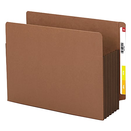 Smead® Extra-Wide Redrope End-Tab File Pocket With Dark Brown Tear Resistant Gusset, Extra Wide Letter Size, 5 1/4" Expansion, 30% Recycled, Box Of 10