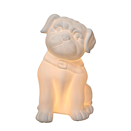 Simple Designs Porcelain Puppy Dog Table Lamp, 10 3/8"H, White Shade/White Base