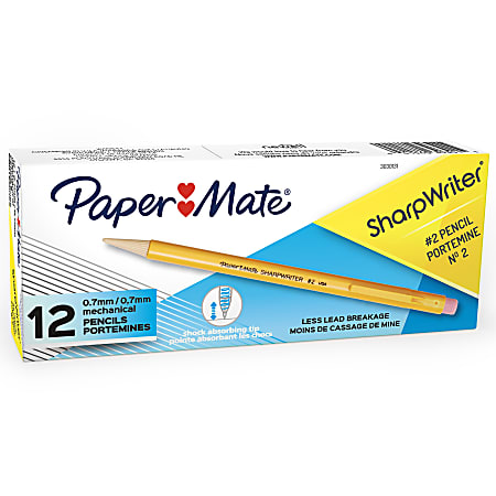 una taza de cantidad Esquivar Paper Mate Sharpwriter Mechanical Pencils 0.7mm 2 Lead Yellow Barrel Pack  Of 12 - Office Depot