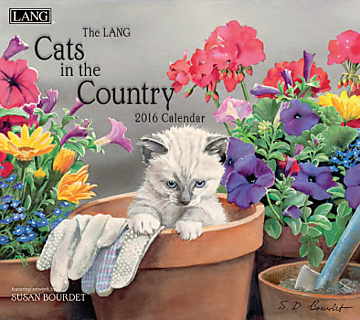 LANG Monthly Wall Calendar, 13 3/8" x 12", Cats In The Country, January-December 2016