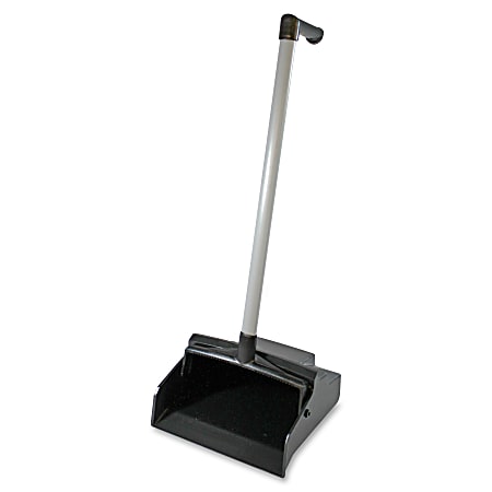Genuine Joe L-grip Plastic Lobby Dust Pan - 26" Handle - Plastic - Black