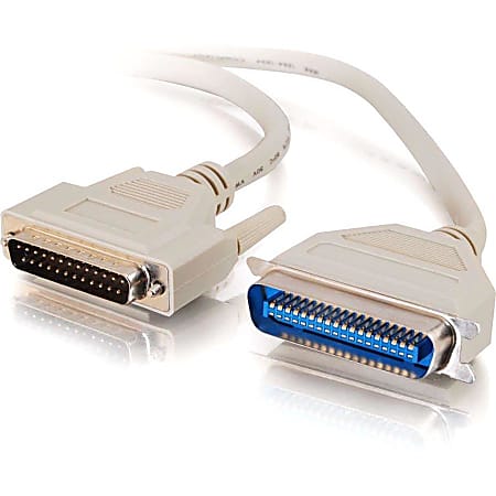 C2G 6ft IEEE-1284 DB25 Male to Centronics 36 Male Parallel Printer Cable - Centronics Male - DB-25 Male - 6ft - Beige