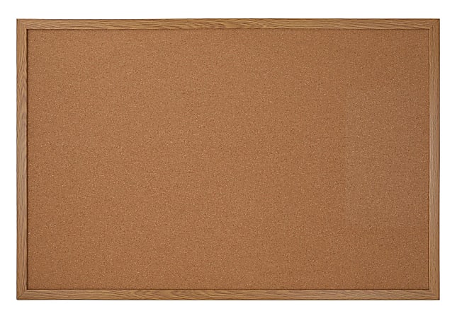 Office Depot® Brand Cork Bulletin Board, 24" x 36", Wood Frame With Light Oak Finish