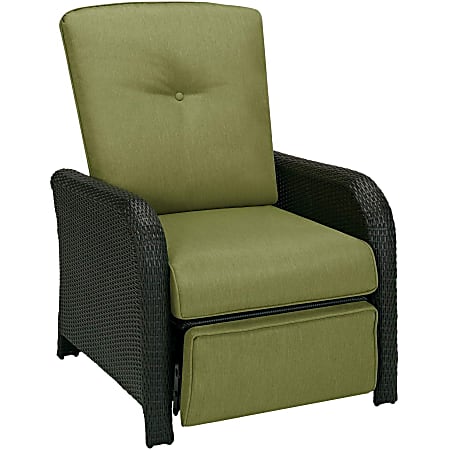 Hanover Strathmere Luxury Recliner in Cilantro Green - Cilantro Green Olefin Seat - Cilantro Green Olefin Back - Espresso Brown Steel Frame - 21" Seat Width x 17" Seat Depth - 30.3" Width x 36.3" Depth x 40.8" Height