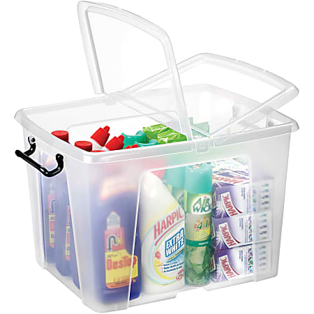 CEP Strata Smart Storemaster Storage Box With Butterfly Closure, 40 Liters, Clear