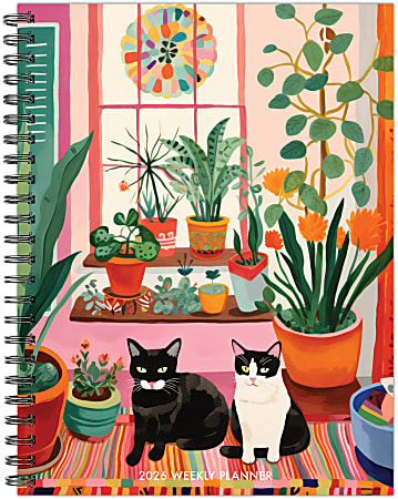 2026 Willow Creek Press Softcover Weekly/Monthly Planner, 6-1/2" x 8-1/2", Cats Love Plants, January To December, 56653