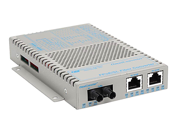 Omnitron OmniConverter FPoE/SL - Fiber media converter - 100Mb LAN - 10Base-T, 100Base-FX, 100Base-TX - 9341121W