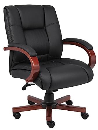 Boss Office Products Ergonomic Vinyl Ergonomic Mid-Back Chair, Black/Cherry