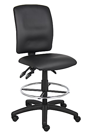 Boss Office Products LeatherPlus™ Bonded Leather Drafting Stool,