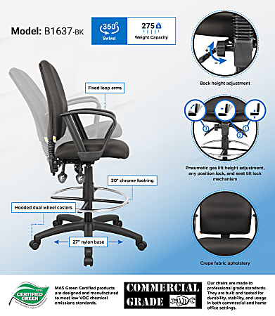 Boss office products hotsell ergonomic works drafting chair