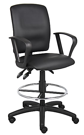 Boss Office Products Multi-Function Budget Drafting Stool, Black/Chrome