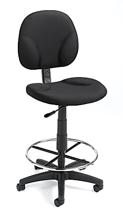Boss Office Products Stand-Up Fabric Drafting Chair With Back, Black