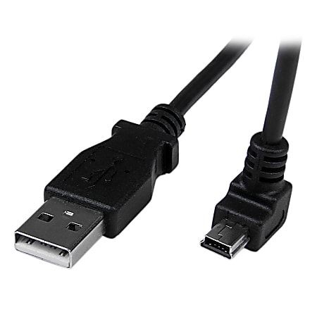 negativ porcelæn Slip sko StarTech.com 2m Mini USB Cable A to Down Angle Mini B First End 1 x Type A  Male USB Second End 1 x Type B Male Mini USB Shielding Black - Office Depot