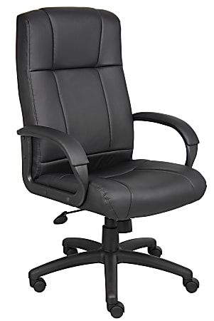 Boss Office Products Ergonomic Caressoftplus Vinyl High-Back Executive Office Chair, Black