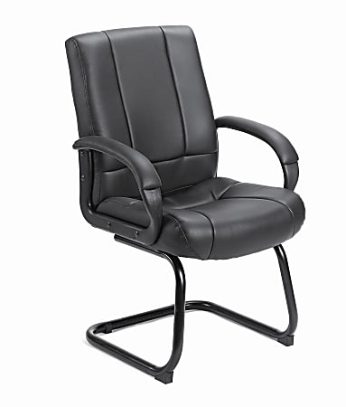 Boss Office Products Caressoftplus Vinyl Mid-Back Guest Chair, Black