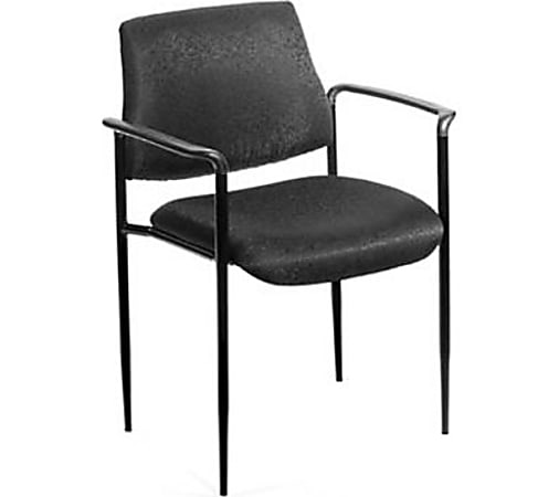 Boss Office Products Square Back Diamond Stacking Chair W/Arm In Black