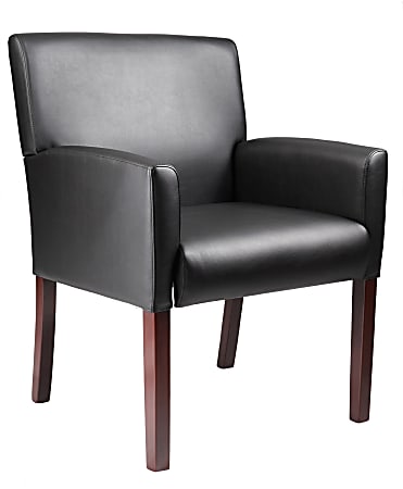 Boss Office Products Caressoft Vinyl Box-Arm Guest Chair, Black