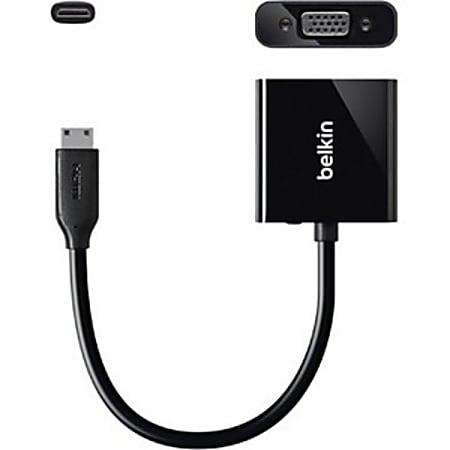 Belkin Mini HDMI-M/VGA-F Adapter - HDMI/VGA Video Cable for Video Device, Projector, Camera, Tablet PC, Monitor, TV - First End: 1 x 19-pin Mini HDMI Type C Digital Audio/Video - Male - Second End: 1 x 15-pin HD-15 - Female - Black