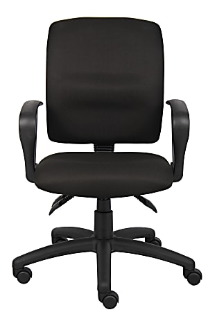 Boss Office Products Multi-Function Ergonomic Fabric High-Back Task Chair With Loop Arms, Black