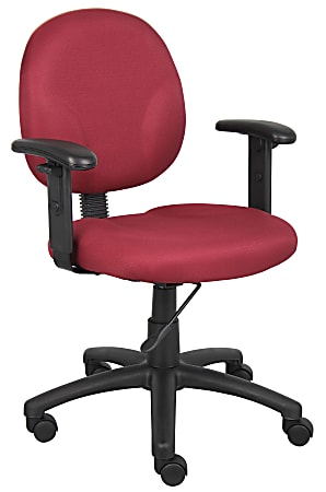Boss Office Products Ergonomic Task Chair With Arms, Burgundy/Black