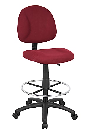 Boss Office Products Drafting Stool, No Arms, Burgundy/Chrome,