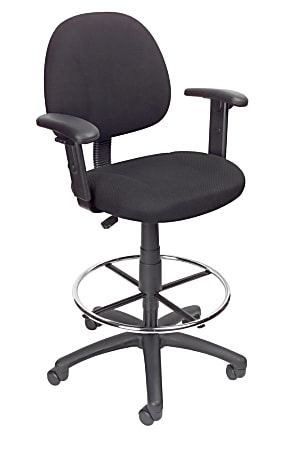 Boss Office Products Drafting Stool, Adjustable Arms, Black,